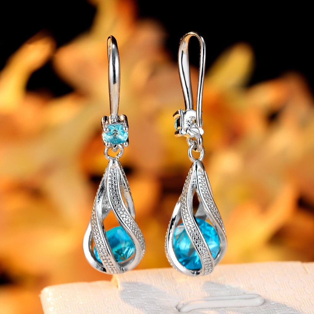 Spiral Teardrop Crystal Earrings