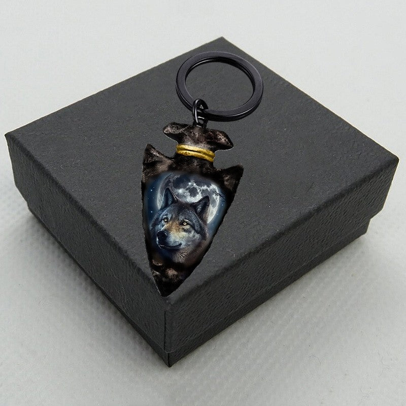 Wolf Arrowhead Keychain