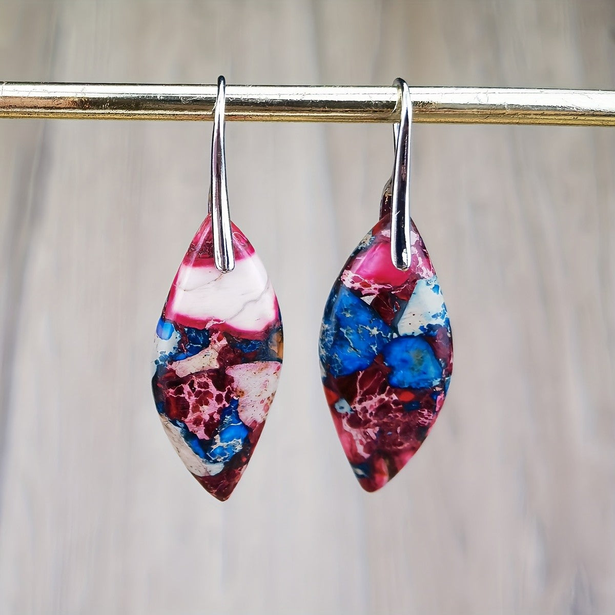 Colorful Mosaic Stone Drop Earrings
