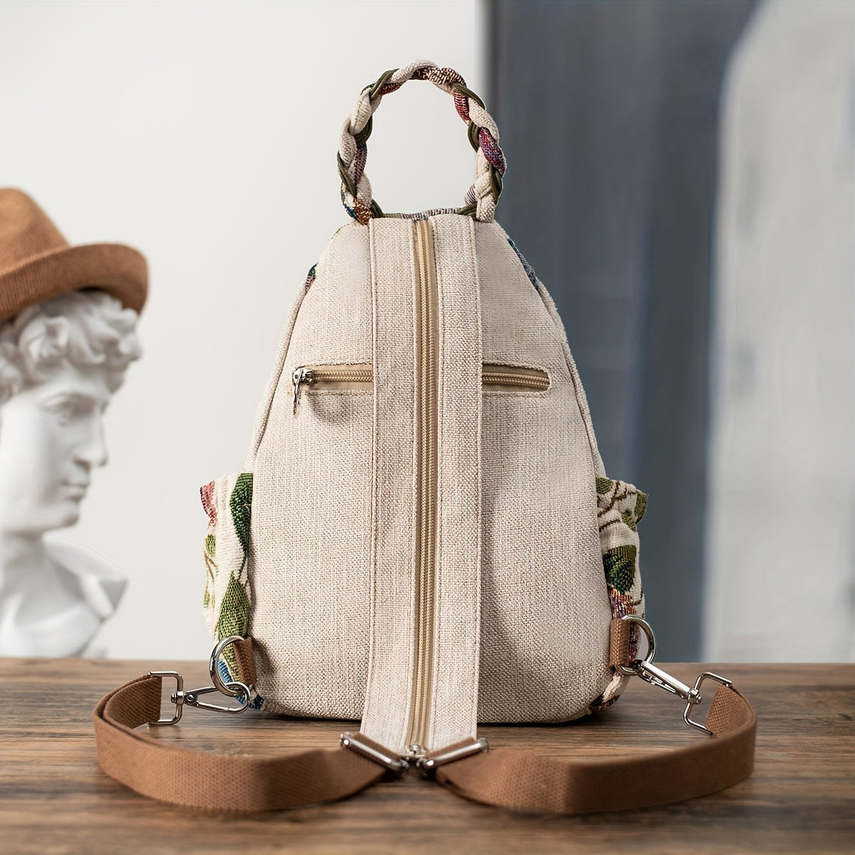 Embroidered Floral Backpack