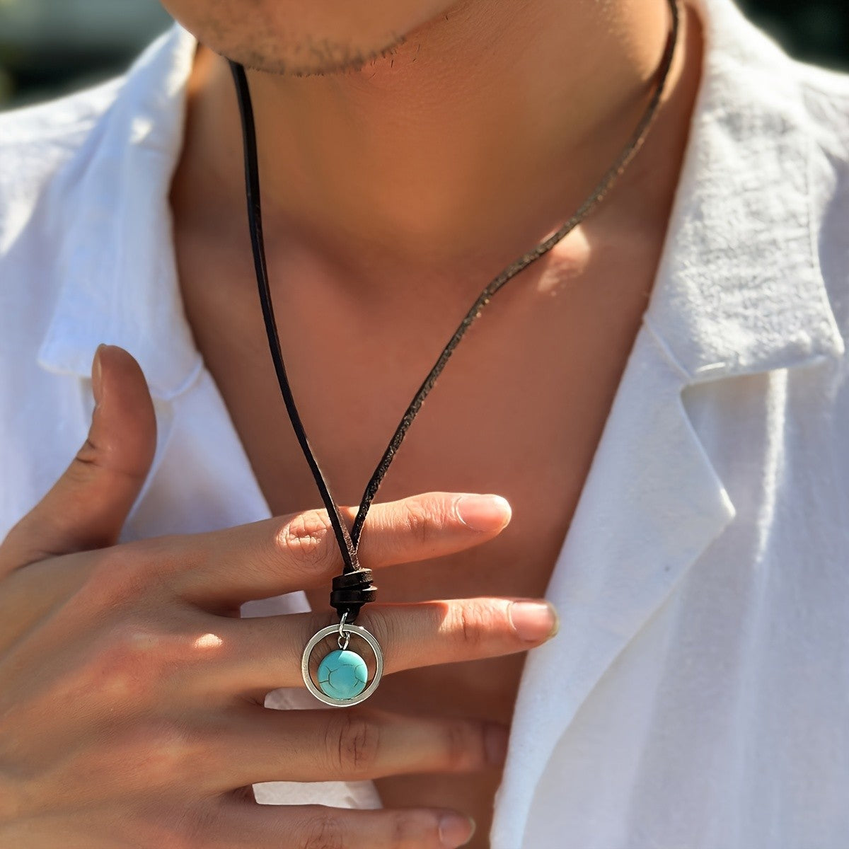 Turquoise Oval Cage Necklace