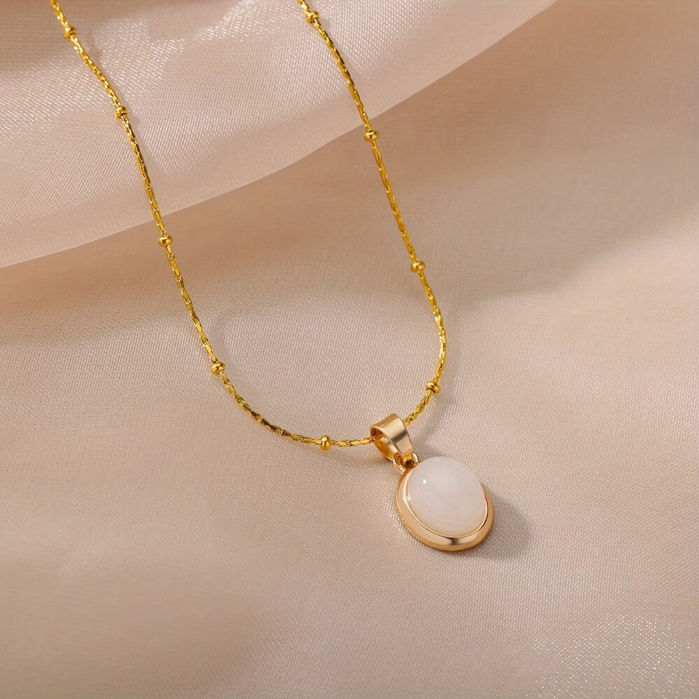 Cat's Eye Oval Pendant Necklace