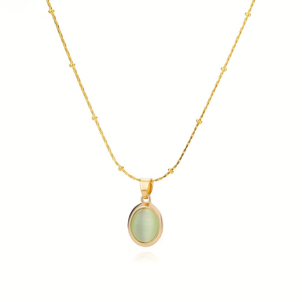 Cat's Eye Oval Pendant Necklace