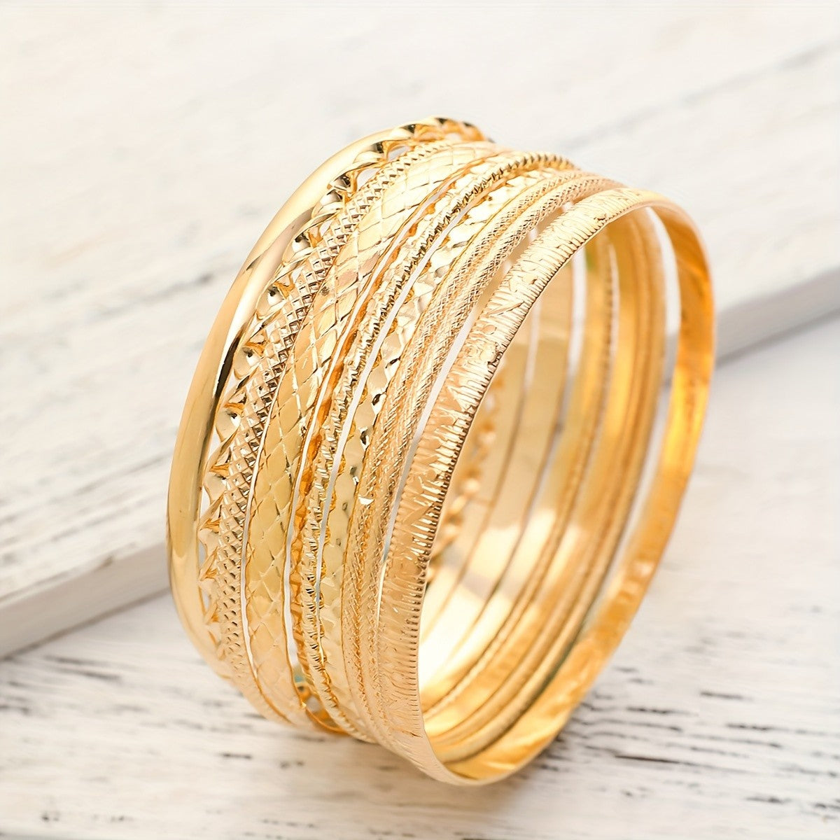 Textured Stackable Bangle Set
