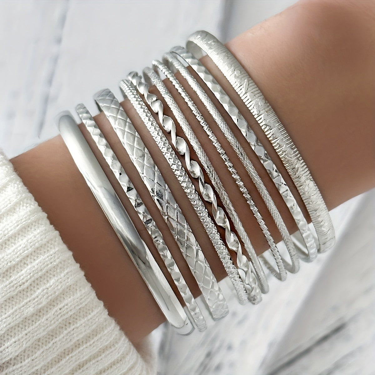 Textured Stackable Bangle Set
