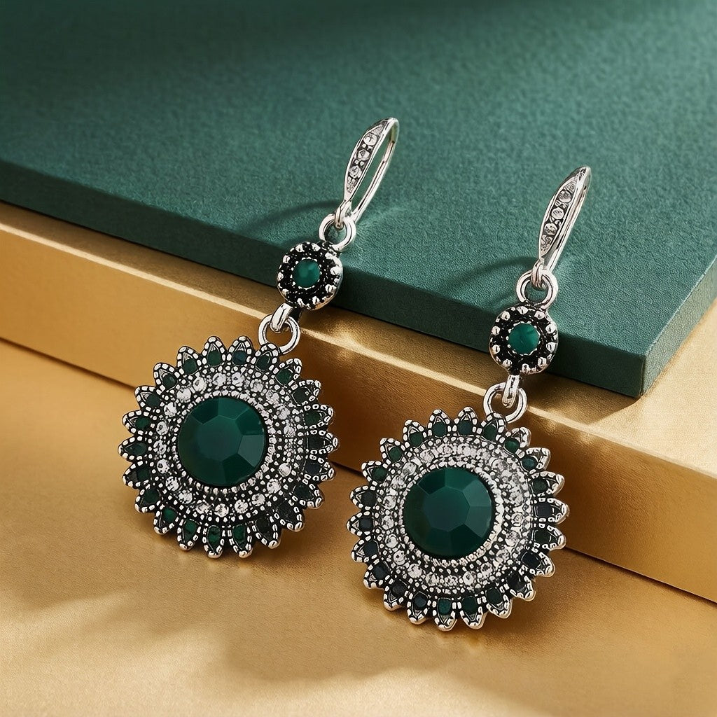 Turquoise Sunburst Drop Earrings