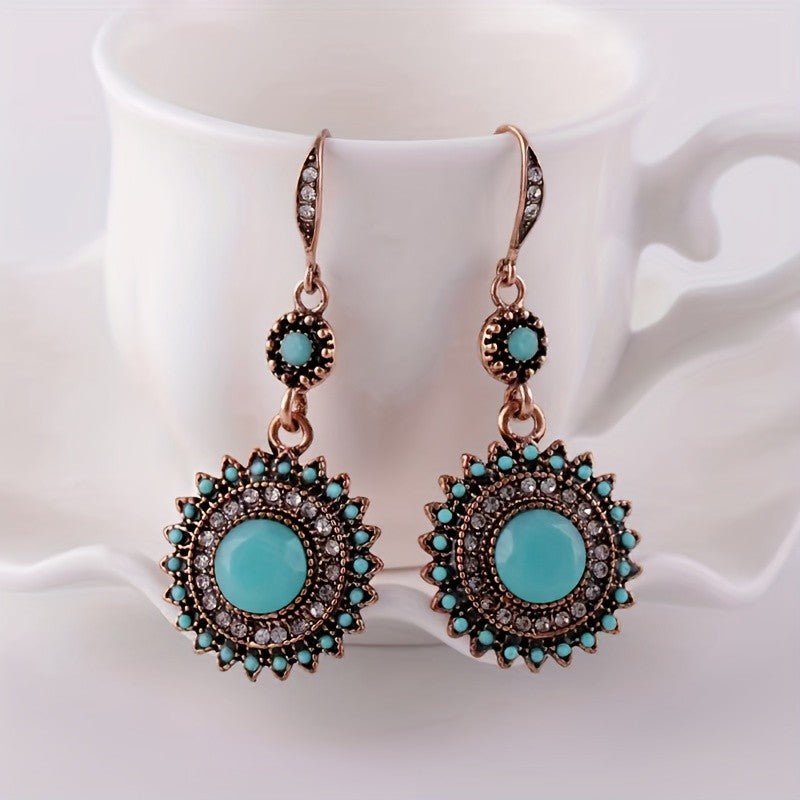 Turquoise Sunburst Drop Earrings