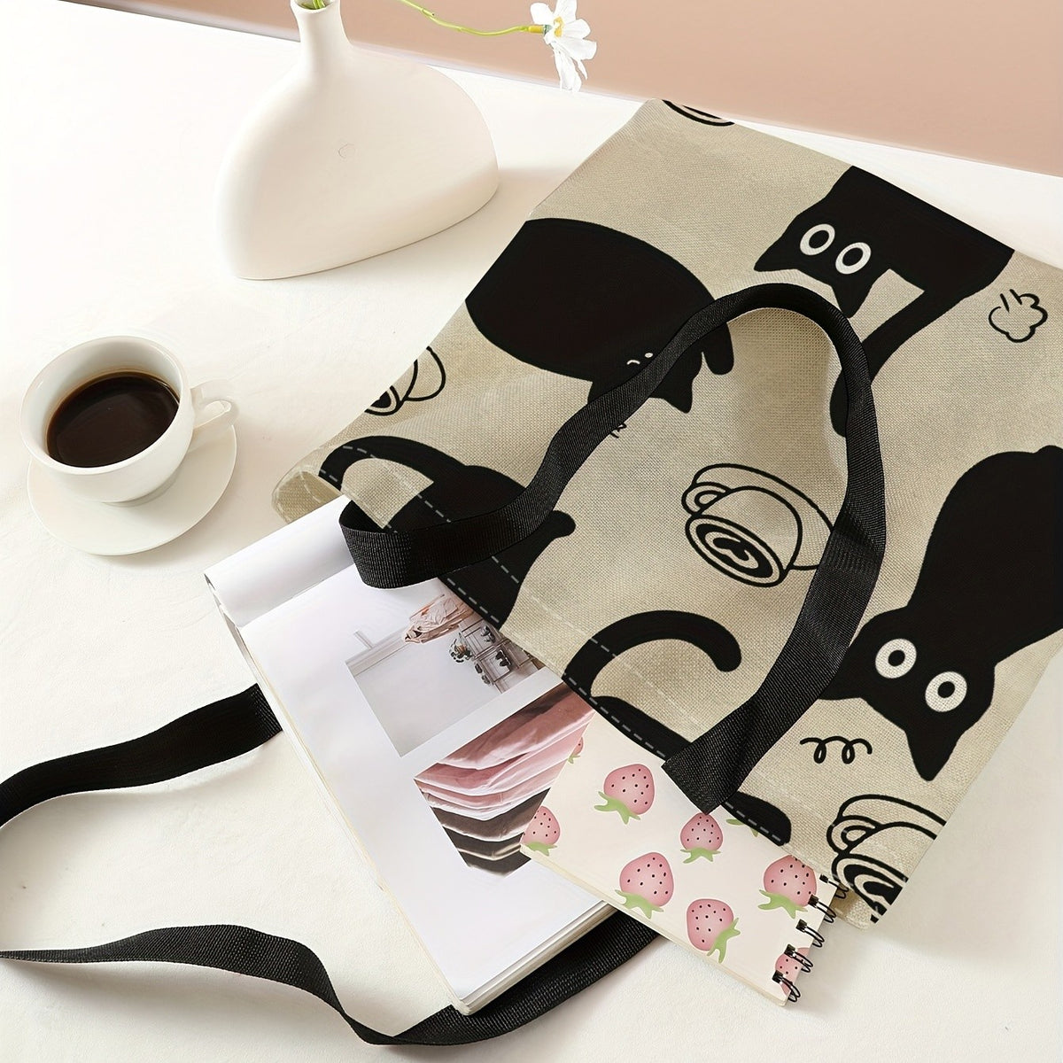 Black Cat Canvas Tote Bag