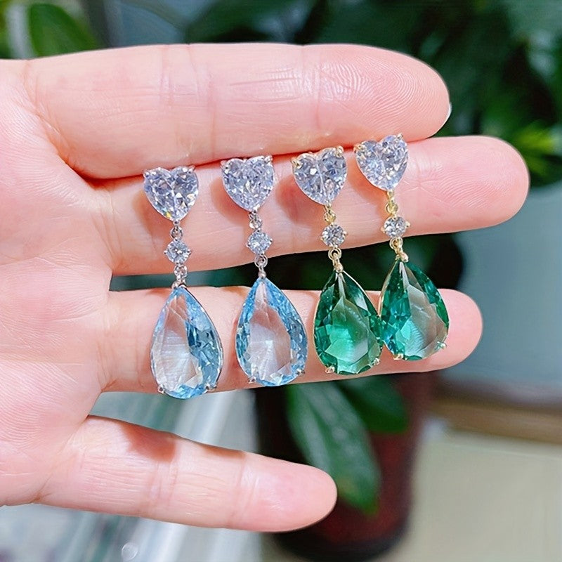 Teardrop Heart Drop Earrings