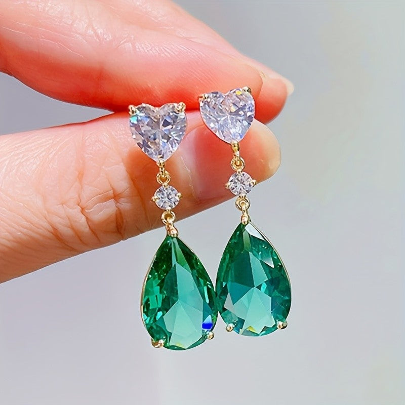 Teardrop Heart Drop Earrings