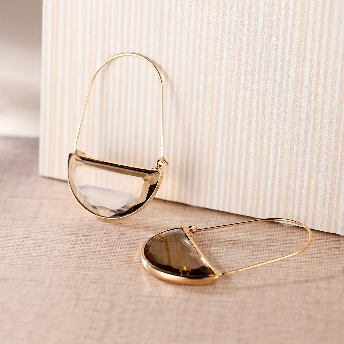 Half-Moon Crystal Hoop Earrings