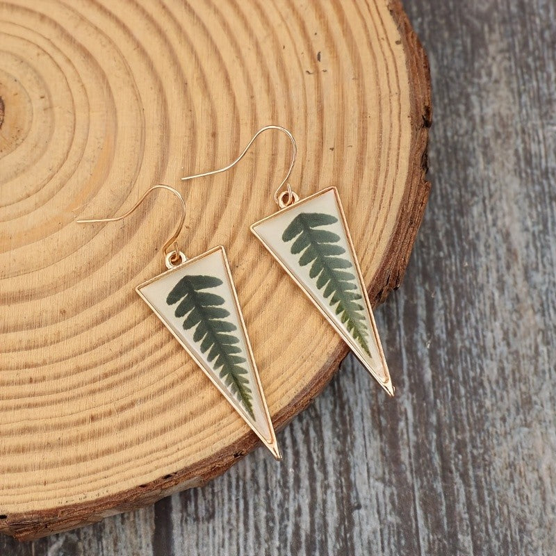 Triangle Fern Leaf Earrings