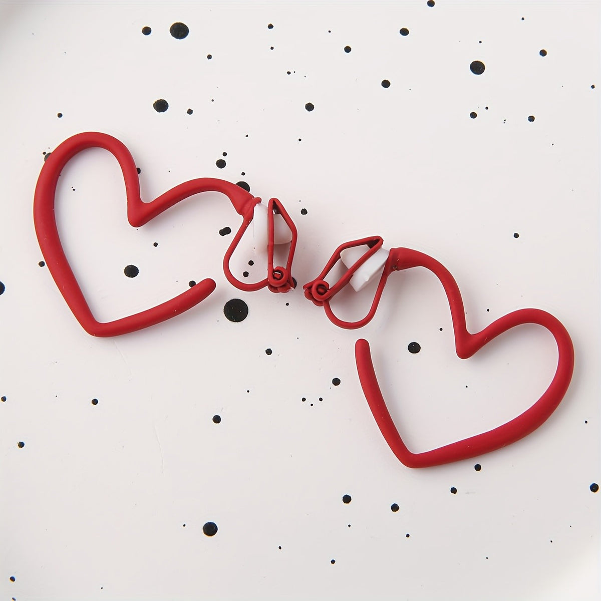 Red Heart Clip-On Earrings