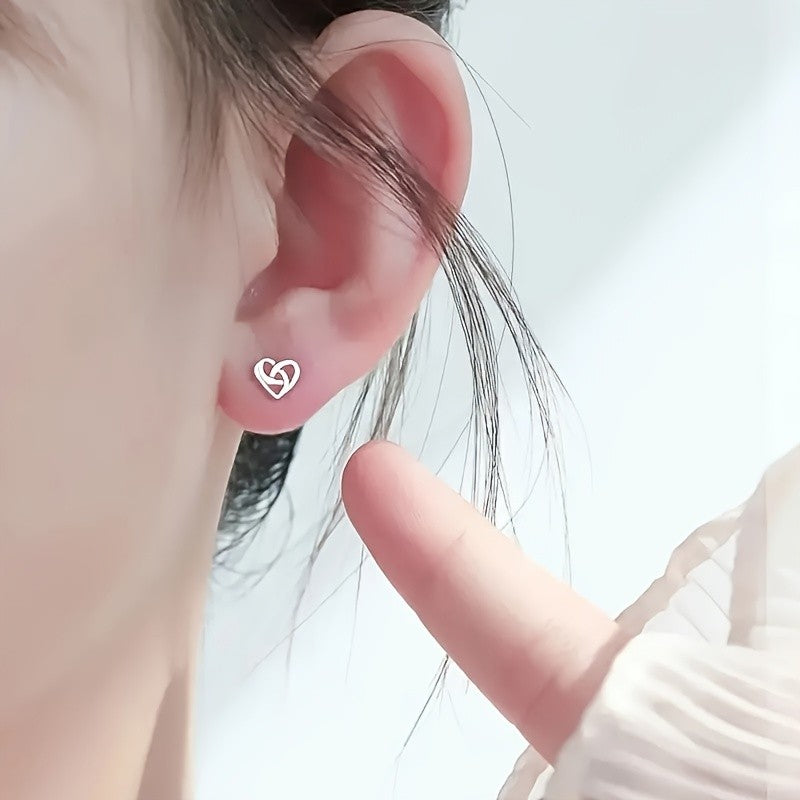 Woven Heart Stud Earrings
