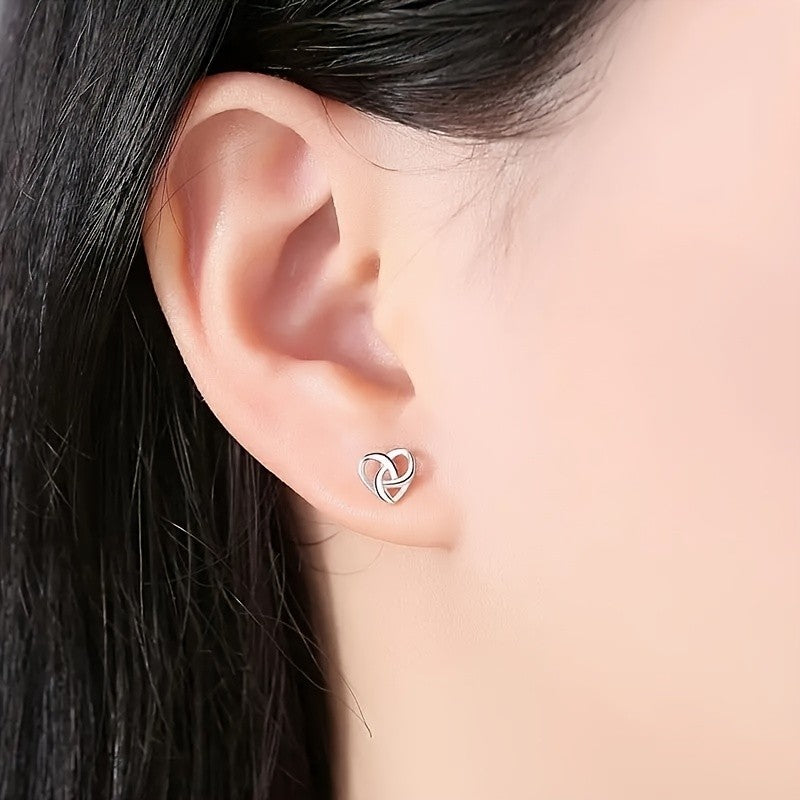 Woven Heart Stud Earrings