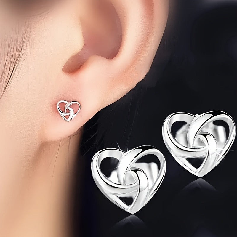 Woven Heart Stud Earrings