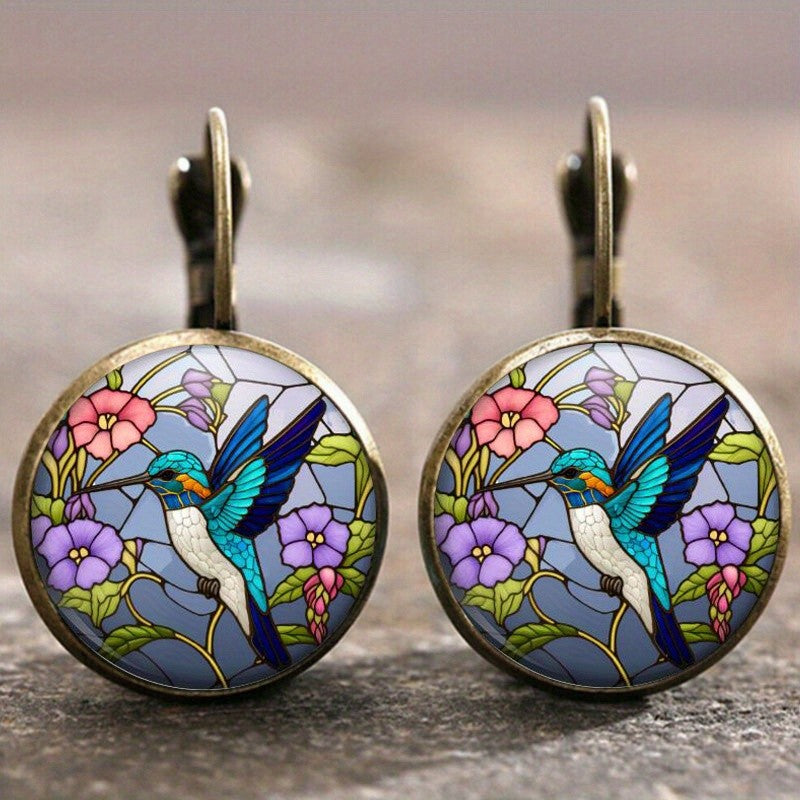 Hummingbird Stained Glass Earrings