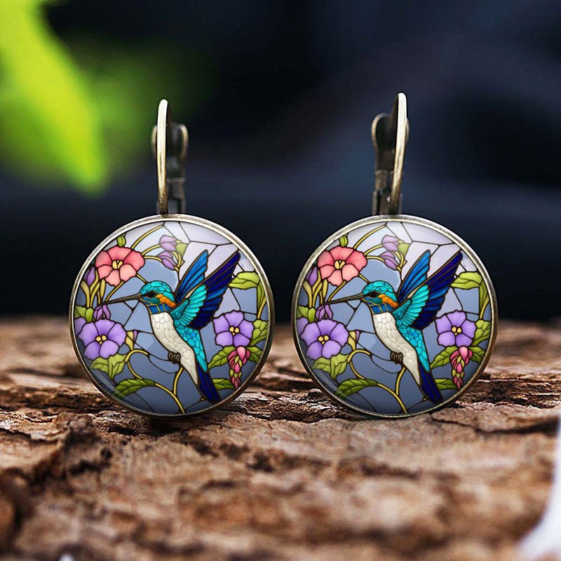 Hummingbird Stained Glass Earrings
