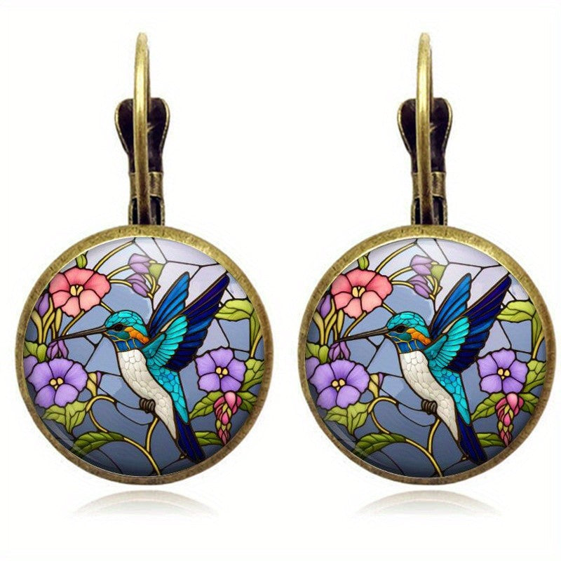Hummingbird Stained Glass Earrings