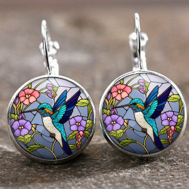 Hummingbird Stained Glass Earrings