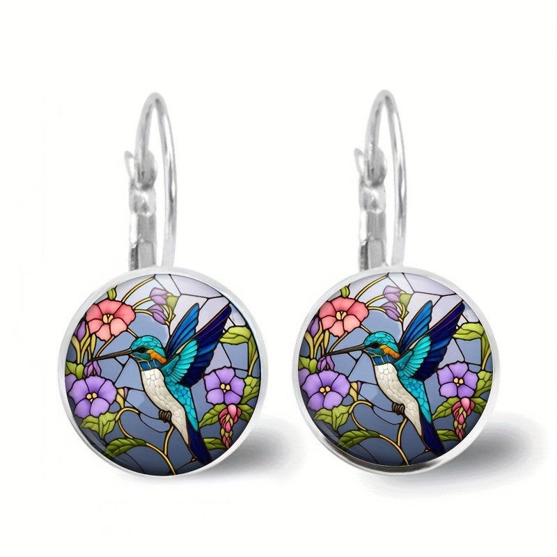 Hummingbird Stained Glass Earrings