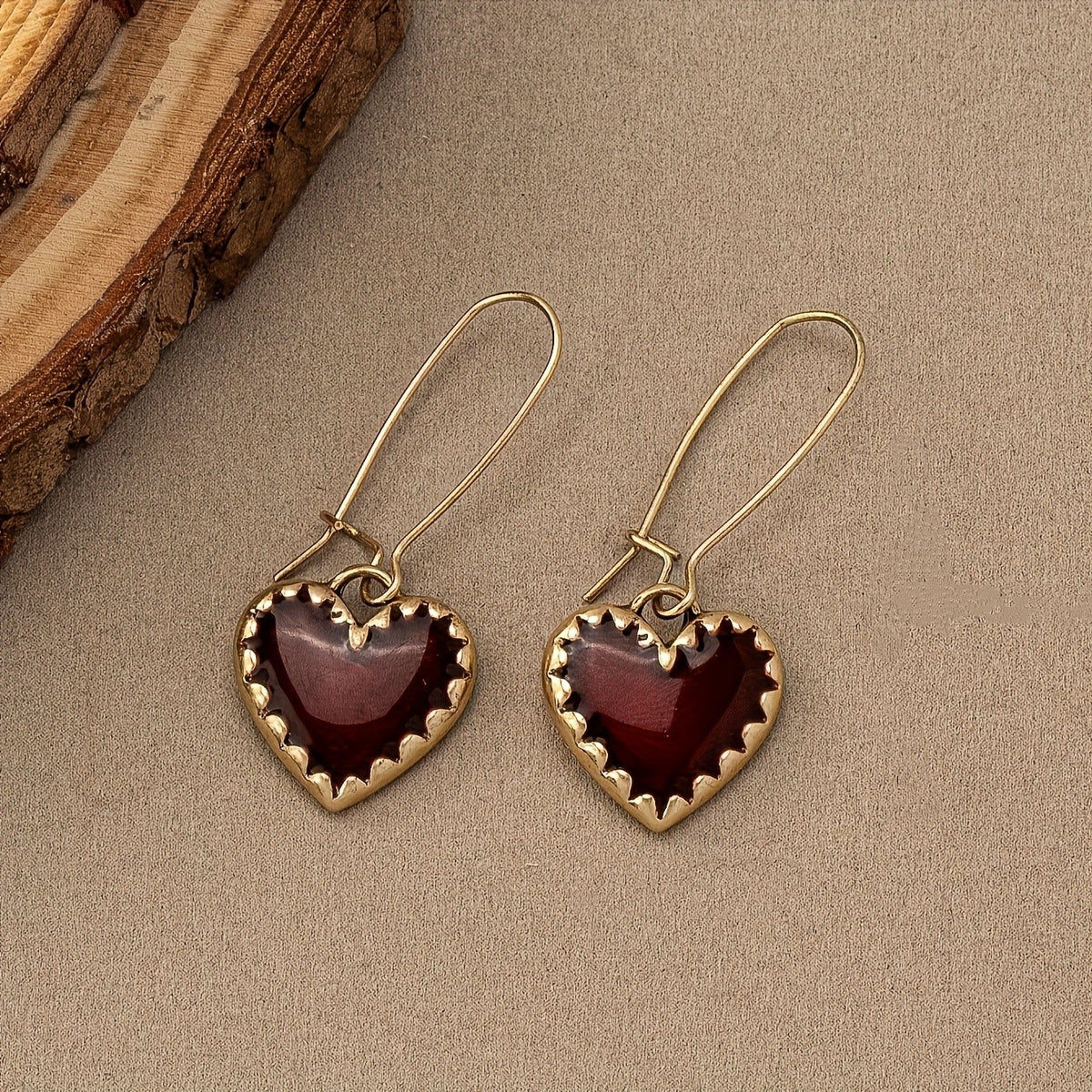 Red Resin Heart Earrings