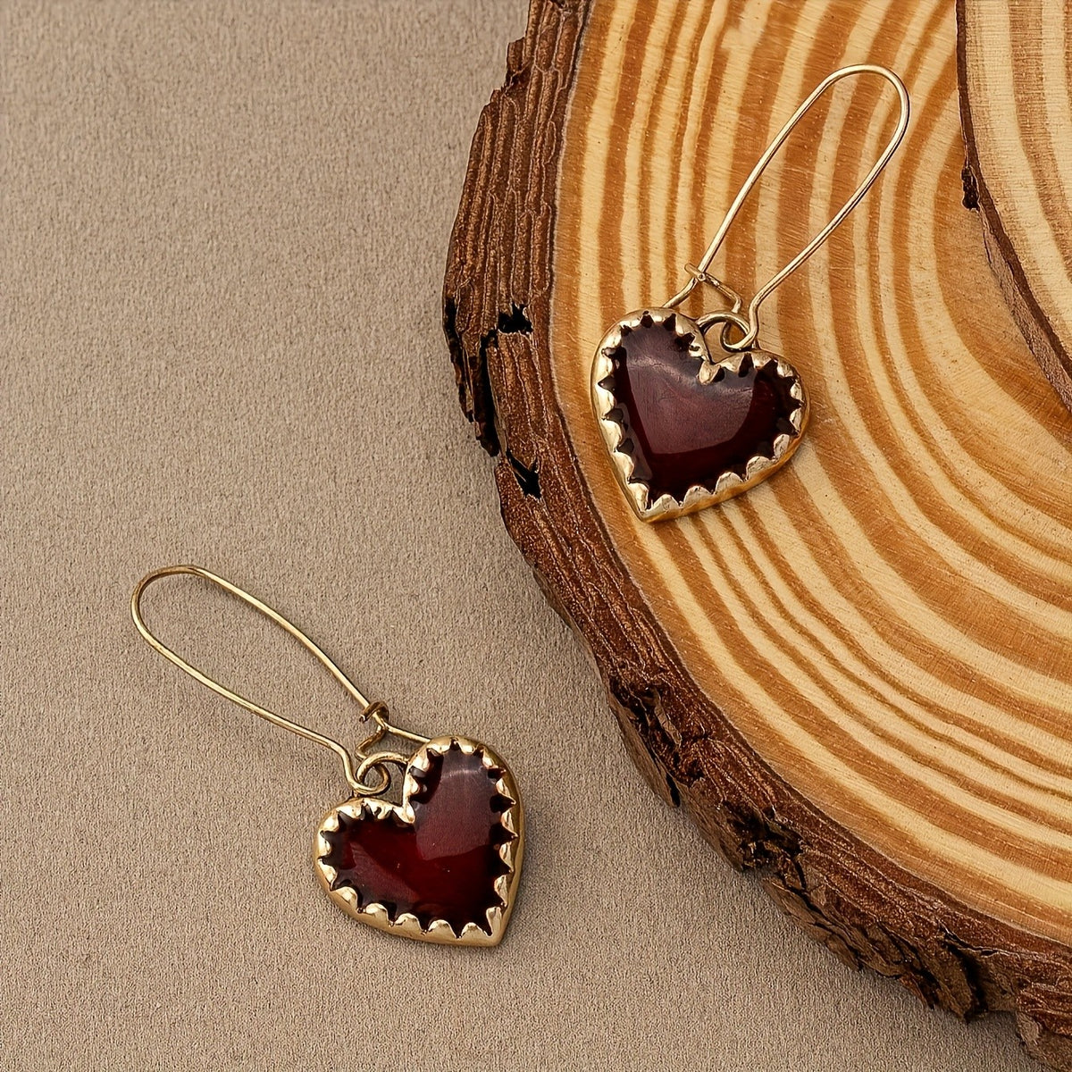 Red Resin Heart Earrings