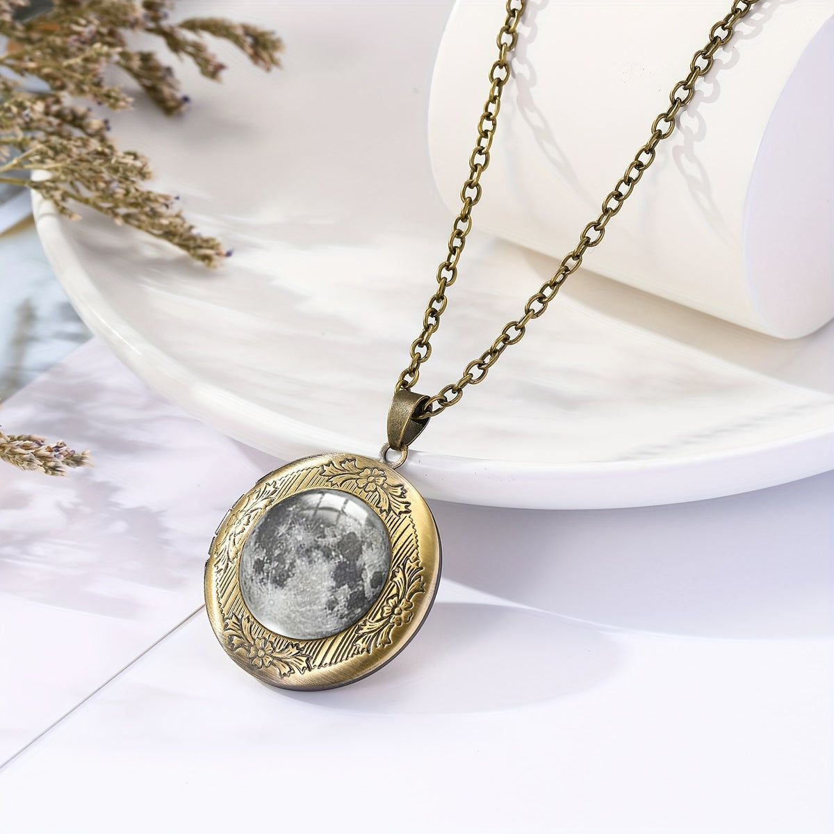 Floral Moon Medallion Necklace