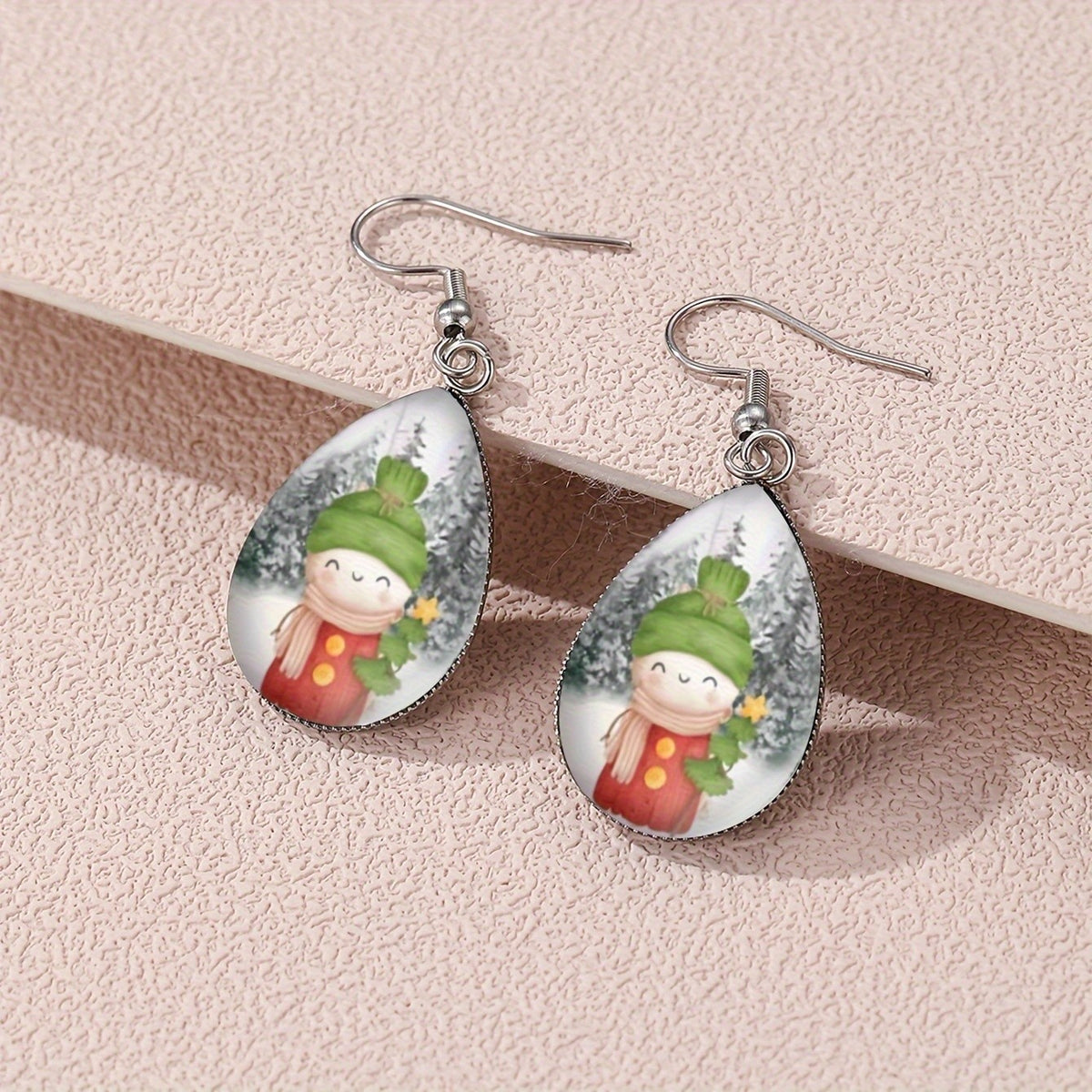 Snowman Glass Drop Earrings