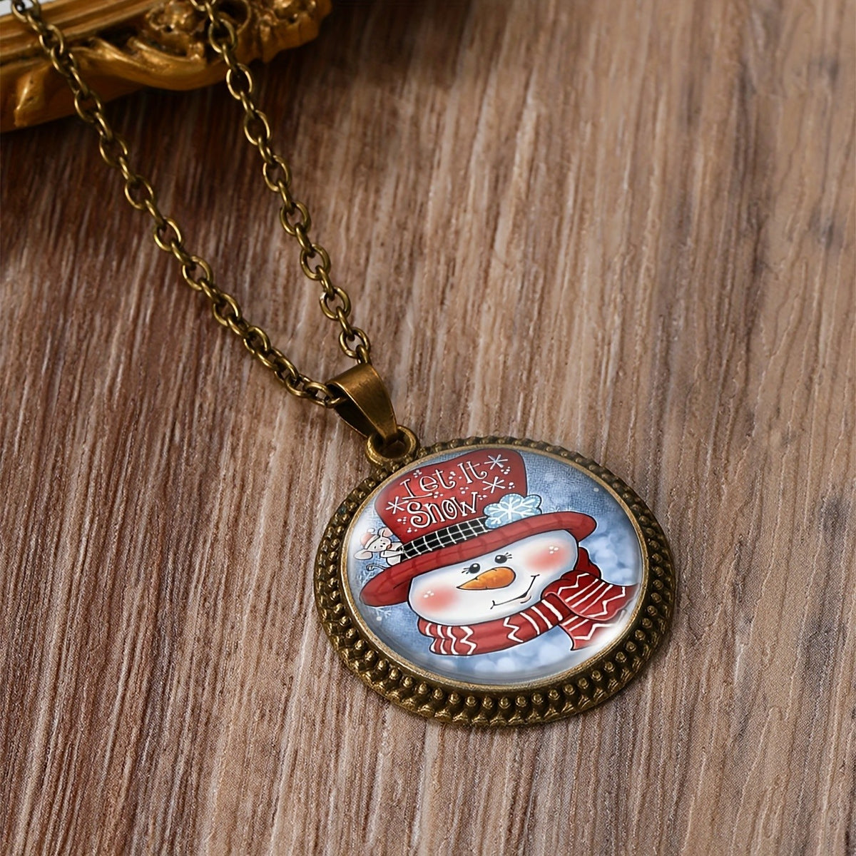 Snowman Cabochon Pendant Necklace