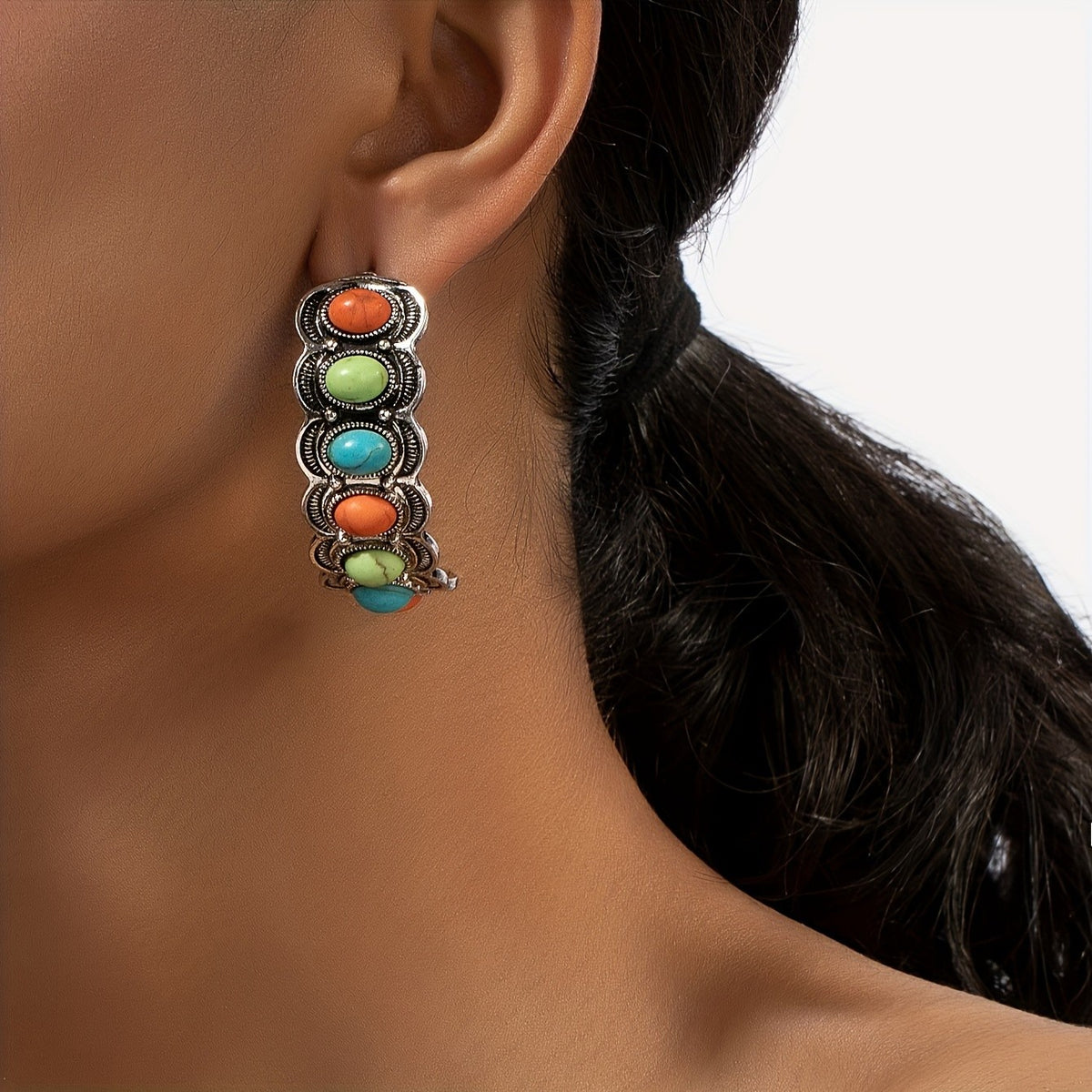 Colorful Stone Stack Earrings