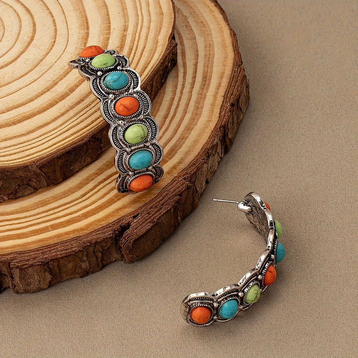 Colorful Stone Stack Earrings