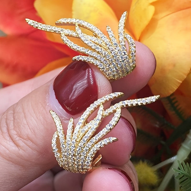 Crystal Fan Statement Earrings