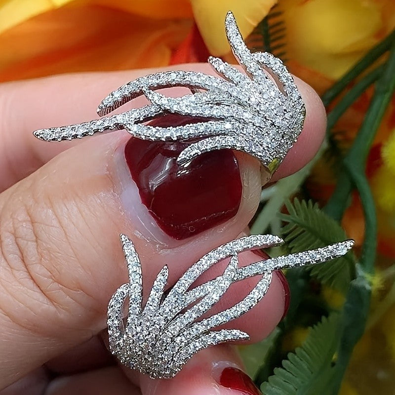 Crystal Fan Statement Earrings