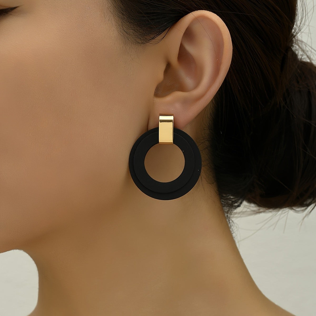 Black Circle Hoop Earrings