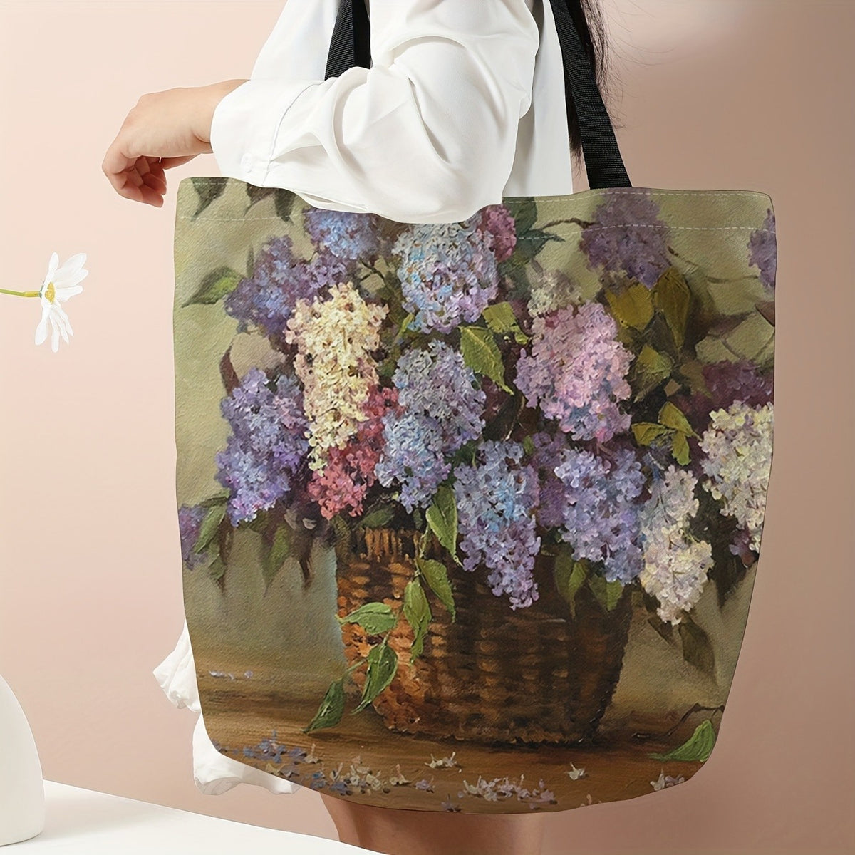Lilac Basket Tote Bag