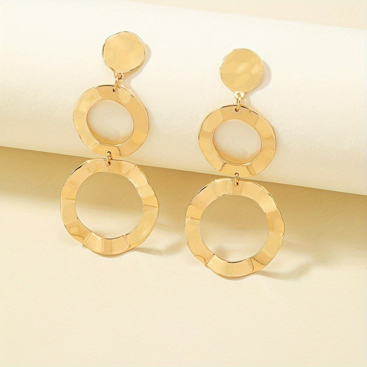 Geometric Hammered Circle Earrings