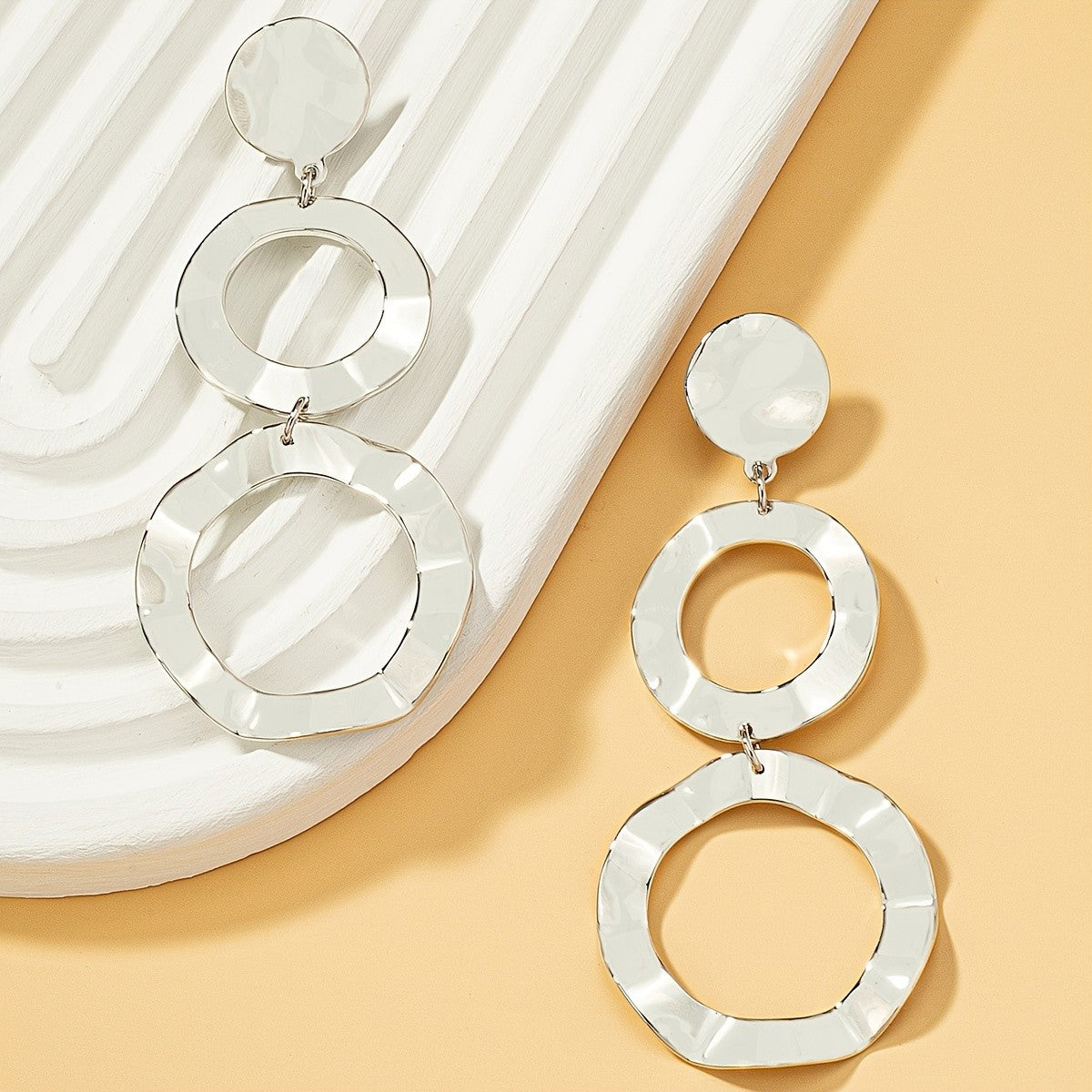Geometric Hammered Circle Earrings