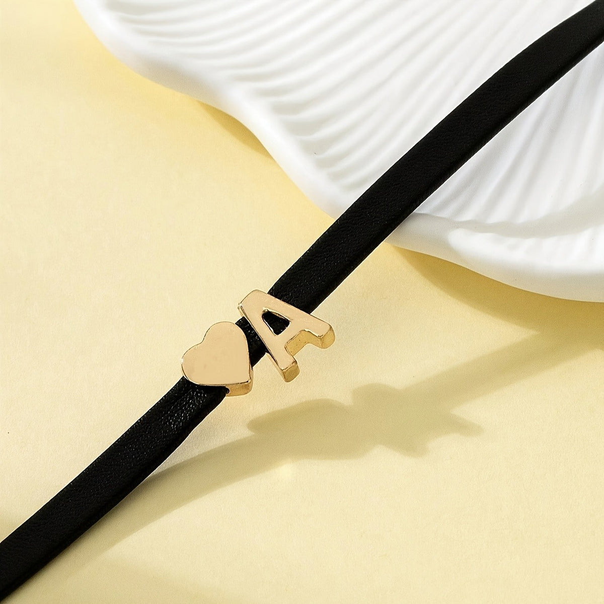 Heart & Initial Leather Choker