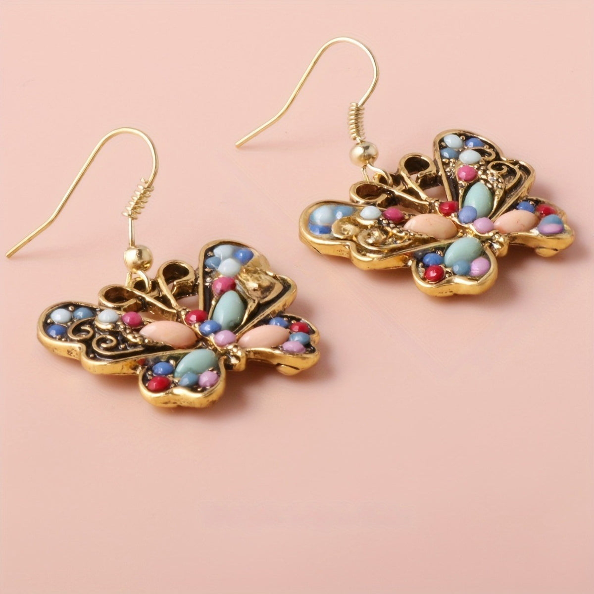 Resin Butterfly Drop Earrings