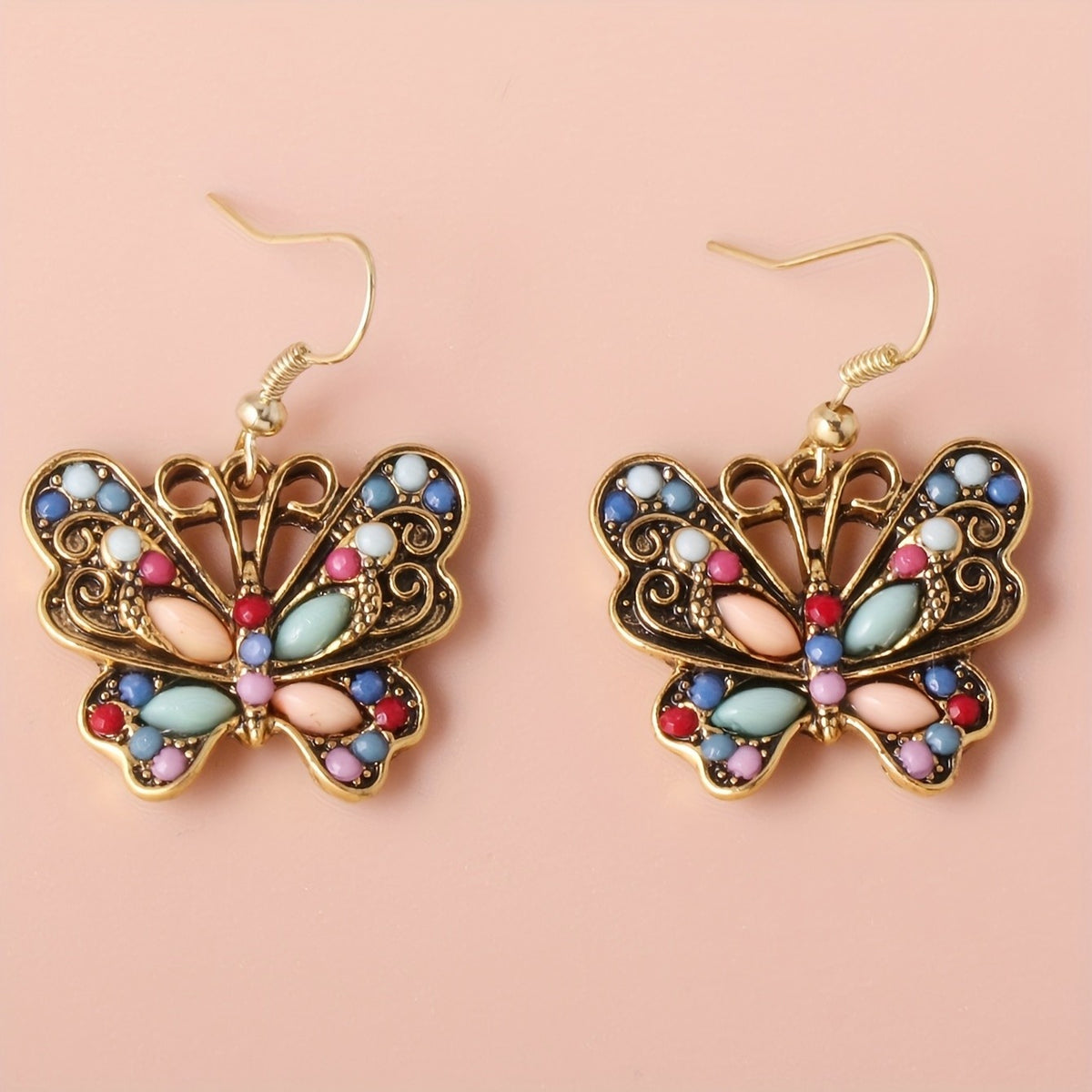 Resin Butterfly Drop Earrings