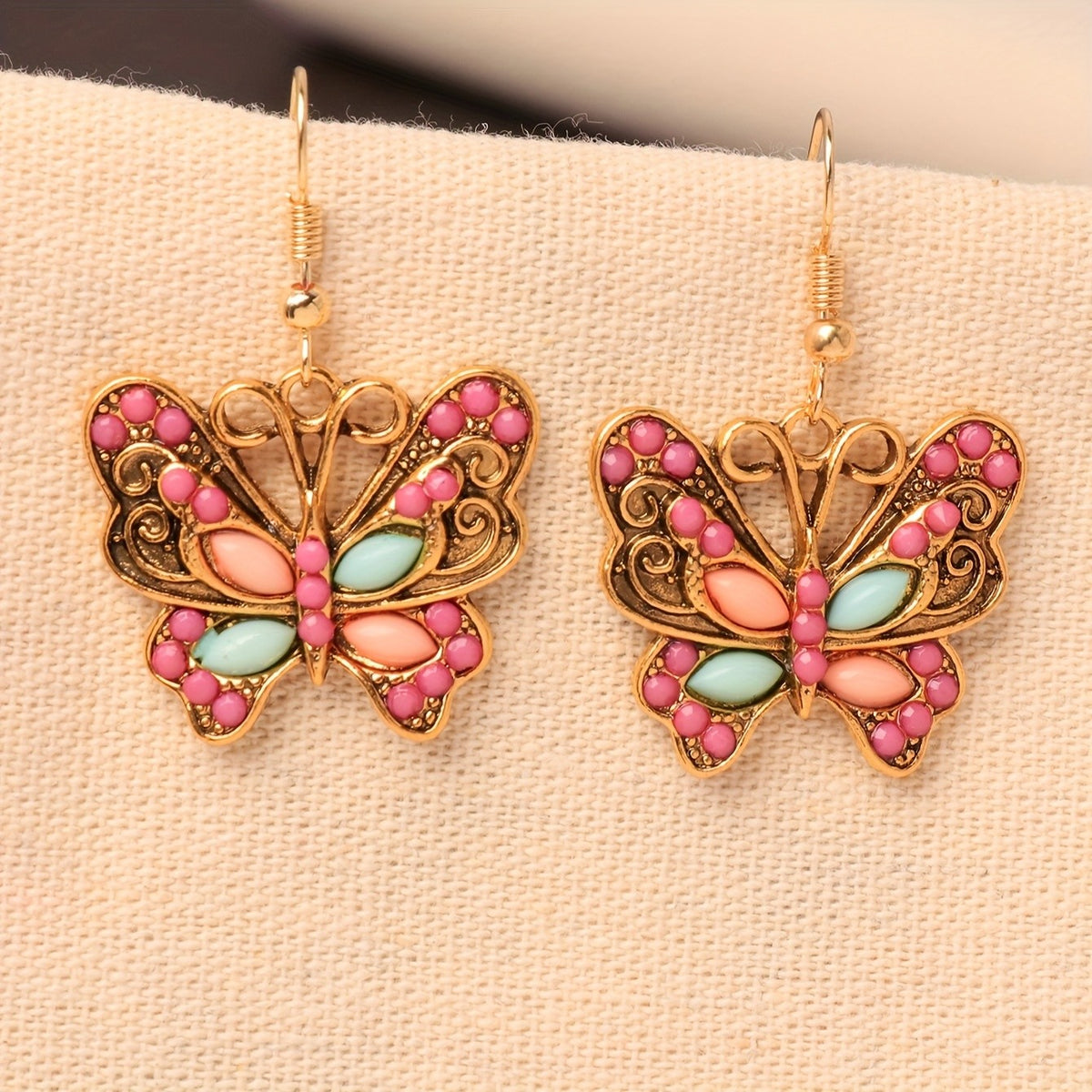 Resin Butterfly Drop Earrings