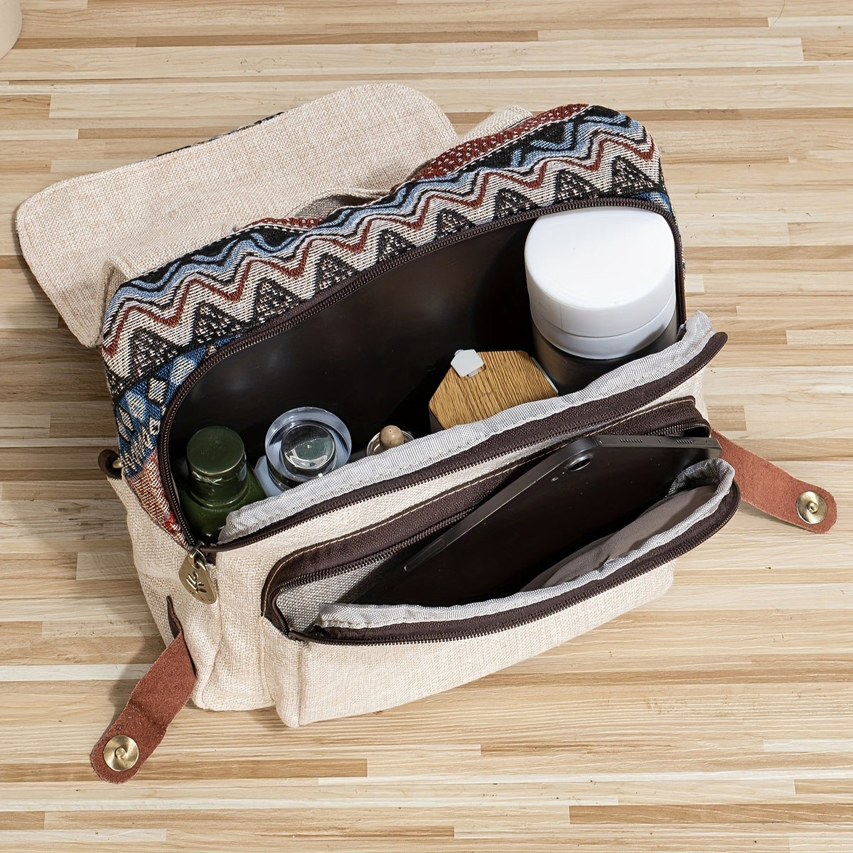 Beaded Floral Canvas Backpack
