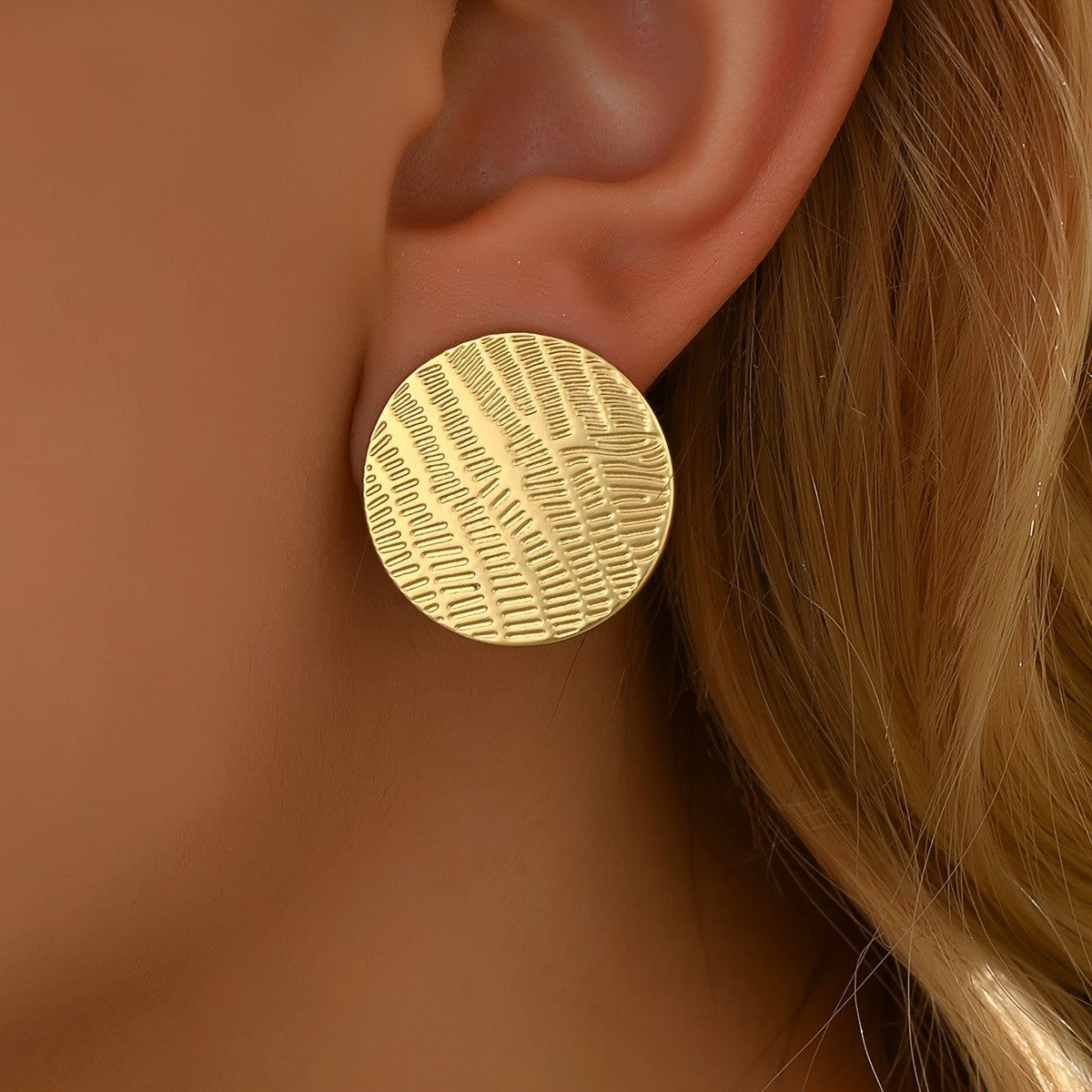 Textured Round Stud Earrings