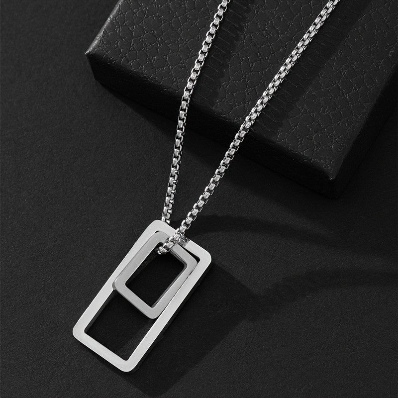 Double Rectangle Pendant Necklace