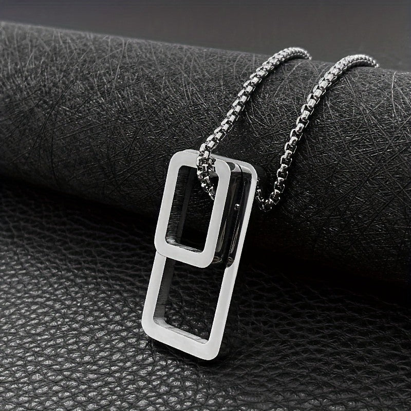Double Rectangle Pendant Necklace