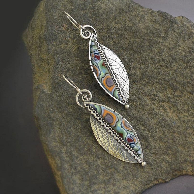 Swirl Leaf Resin Drop Earrings