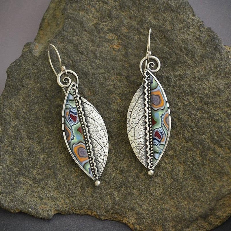 Swirl Leaf Resin Drop Earrings