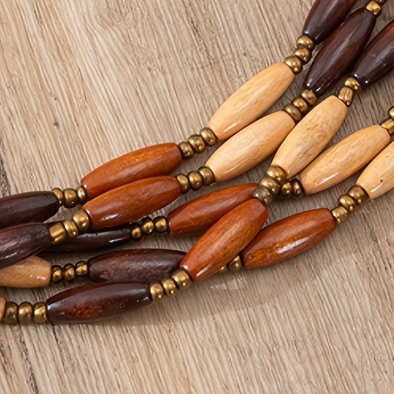 Two-Tone Wooden Bead Jewelry Set