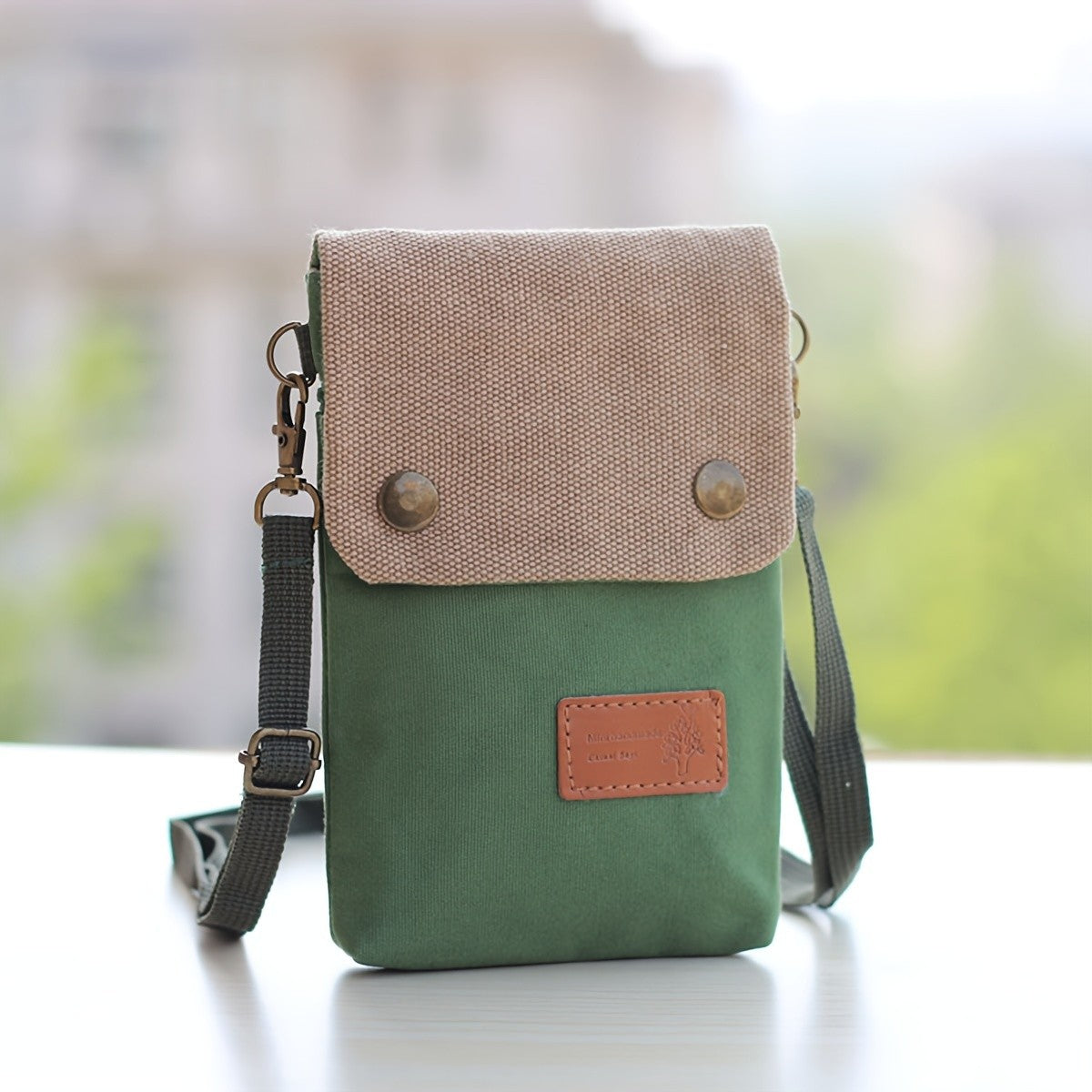 Green Canvas Crossbody Bag